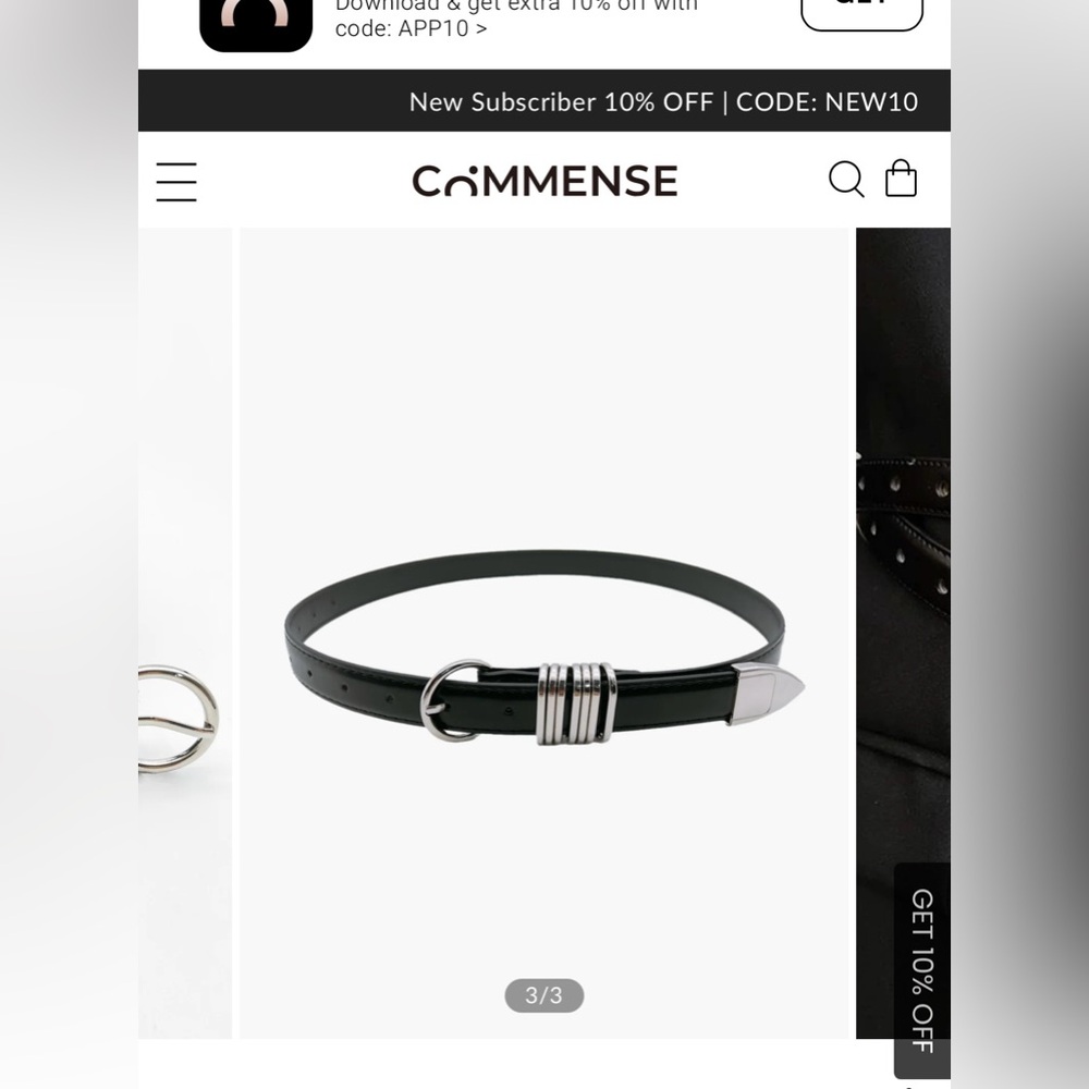 Commense Making Moments Leather Belt - Black Belt with Silver Buckle